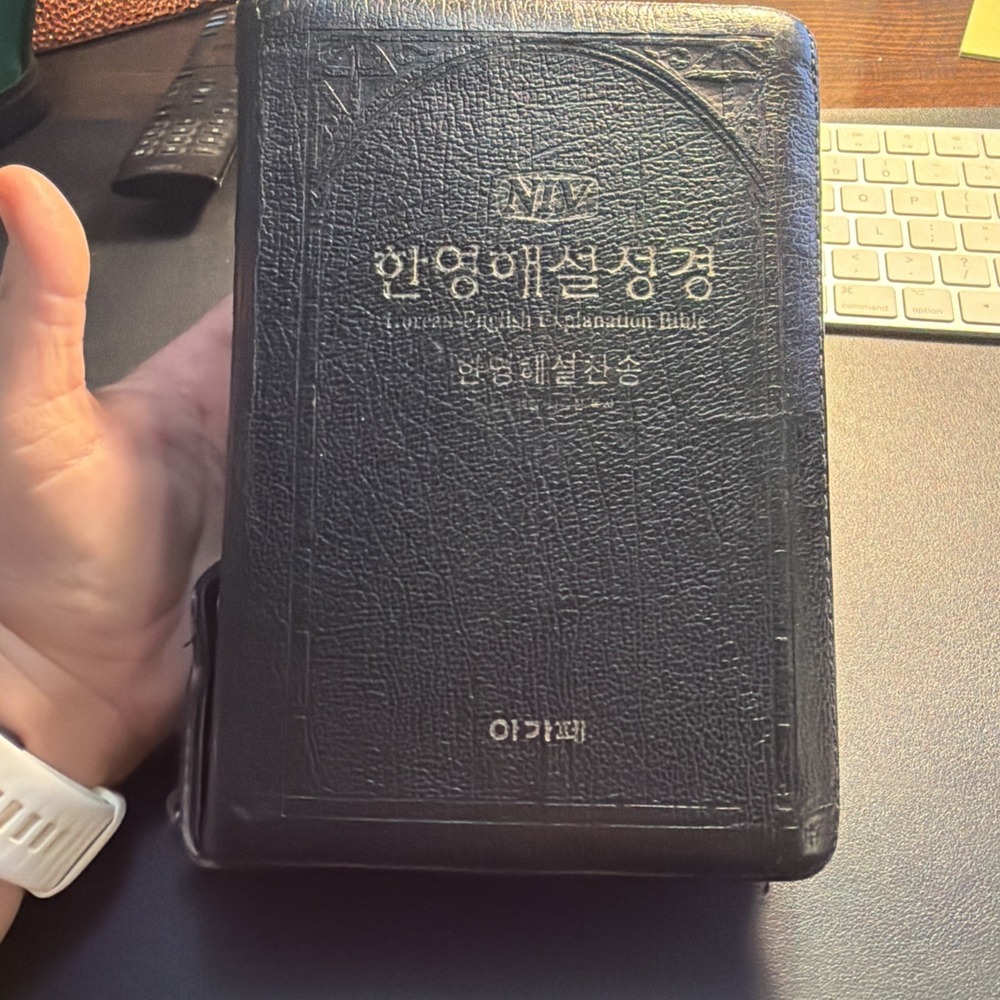 NIV Korean English Explanation Bible Leather Compact Red Letter Indexed 7x5